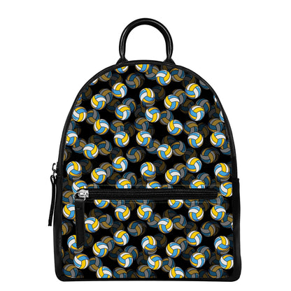 Volleyball Pattern Print Leather Backpack