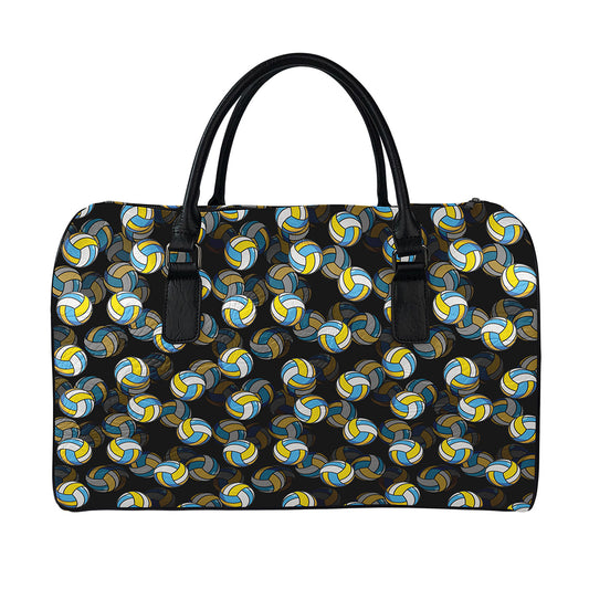 Volleyball Pattern Print Leather Duffle Bag