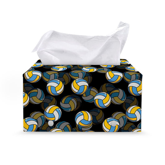 Volleyball Pattern Print Leather Tissue Box Cover