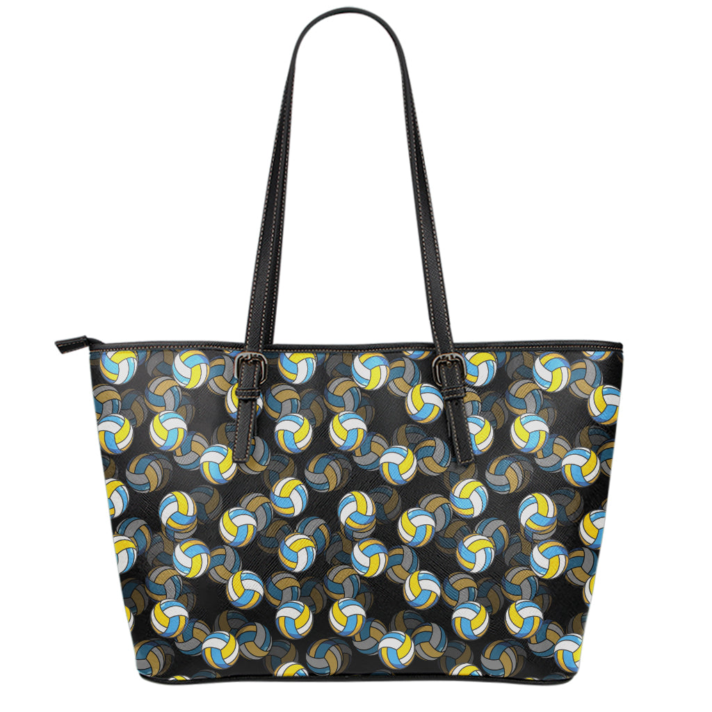 Volleyball Pattern Print Leather Tote Bag