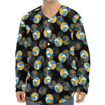 Volleyball Pattern Print Long Sleeve Baseball Jersey