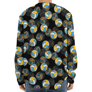 Volleyball Pattern Print Long Sleeve Baseball Jersey