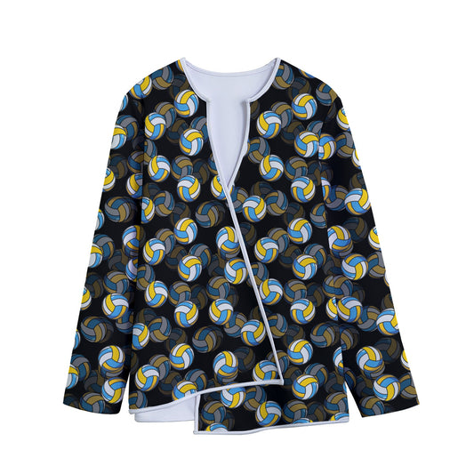 Volleyball Pattern Print Long Sleeve Short Coat