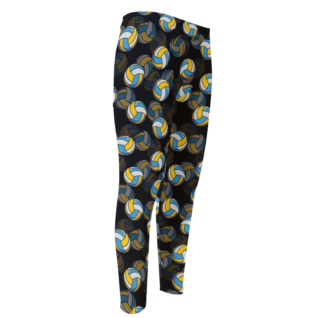 Volleyball Pattern Print Men's Compression Pants