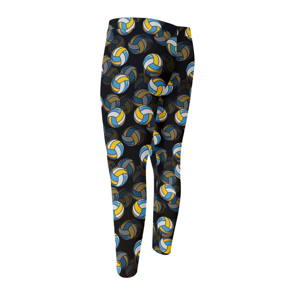 Volleyball Pattern Print Men's Compression Pants
