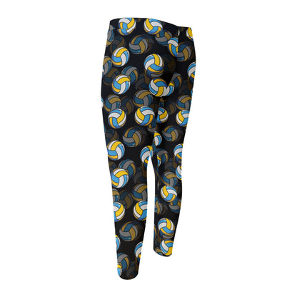 Volleyball Pattern Print Men's Compression Pants