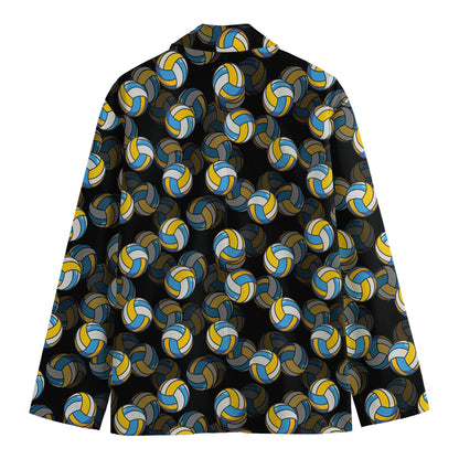 Volleyball Pattern Print Men's Cotton Blazer