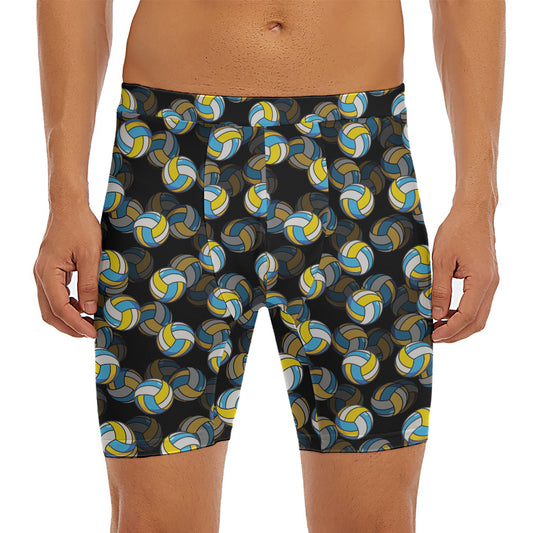 Volleyball Pattern Print Men's Long Boxer Briefs