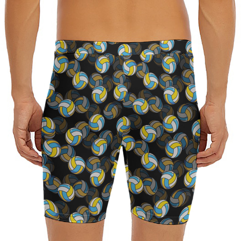 Volleyball Pattern Print Men's Long Boxer Briefs