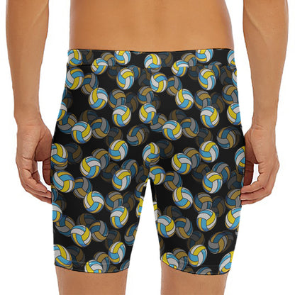 Volleyball Pattern Print Men's Long Boxer Briefs