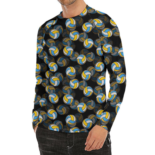Volleyball Pattern Print Men's Long Sleeve Rash Guard