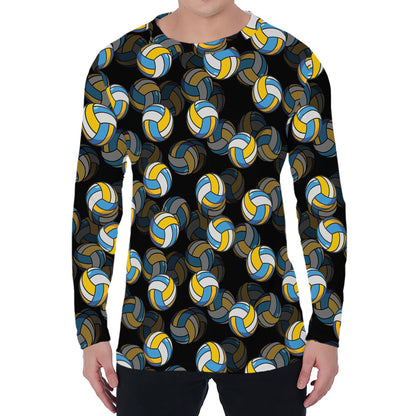 Volleyball Pattern Print Men's Long Sleeve T-Shirt