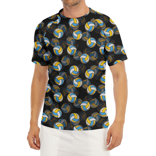 Volleyball Pattern Print Men's Short Sleeve Rash Guard