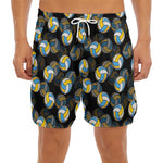 Volleyball Pattern Print Men's Split Running Shorts