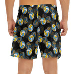 Volleyball Pattern Print Men's Split Running Shorts