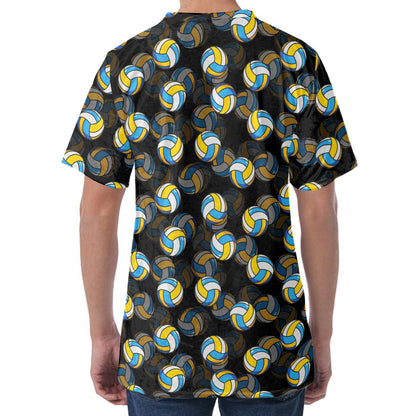 Volleyball Pattern Print Men's Velvet T-Shirt