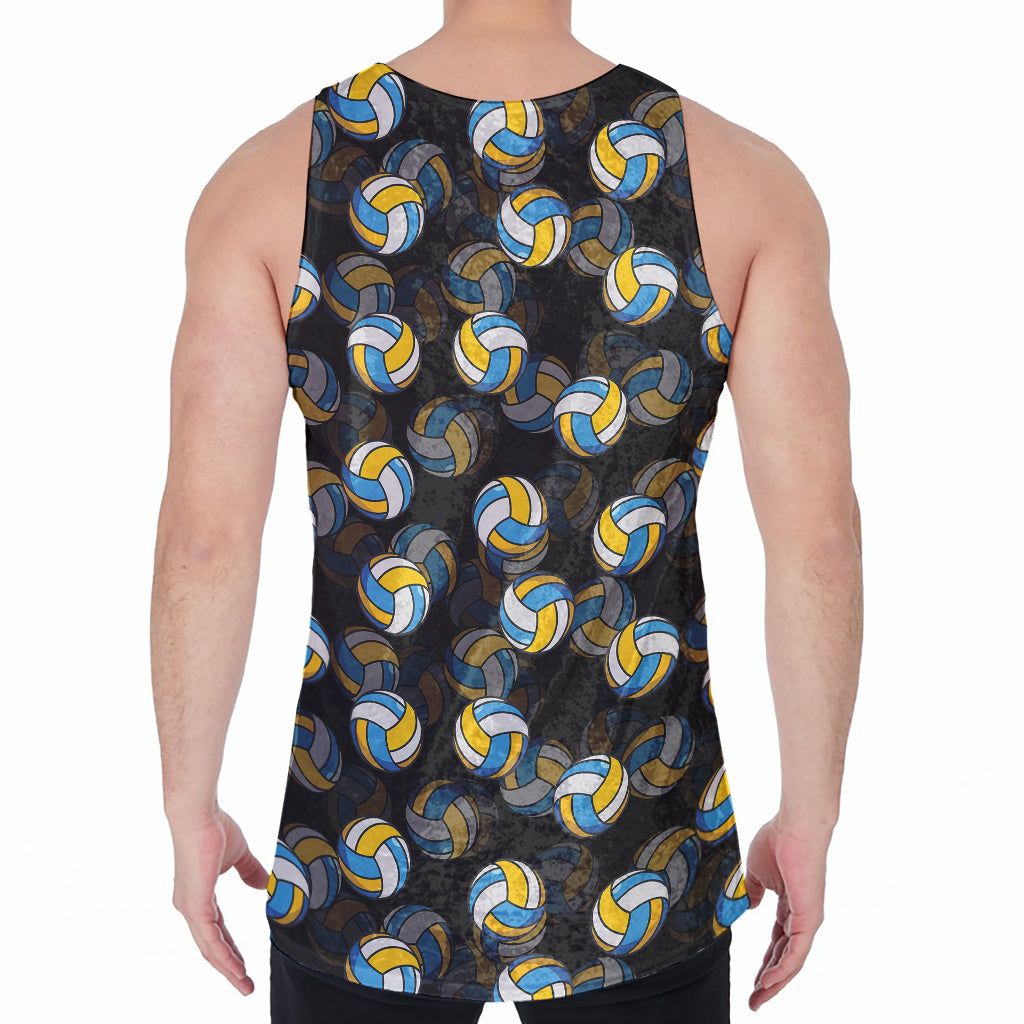 Volleyball Pattern Print Men's Velvet Tank Top