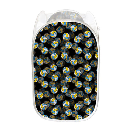 Volleyball Pattern Print Mesh Laundry Hamper