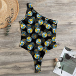 Volleyball Pattern Print One Shoulder Bodysuit