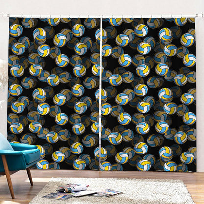 Volleyball Pattern Print Pencil Pleat Curtains