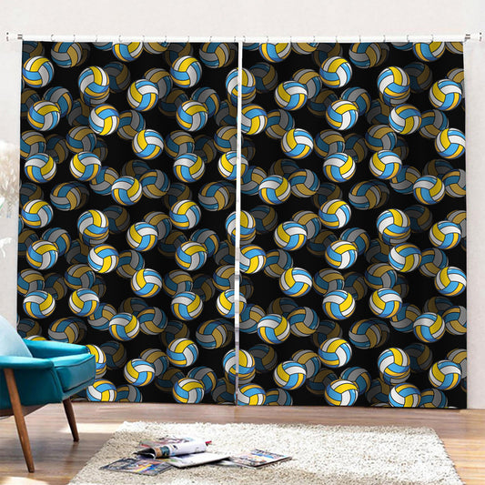Volleyball Pattern Print Pencil Pleat Curtains
