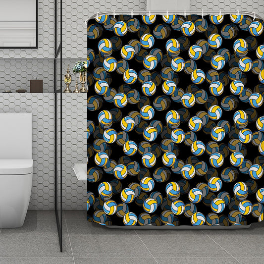 Volleyball Pattern Print Polyester Shower Curtain