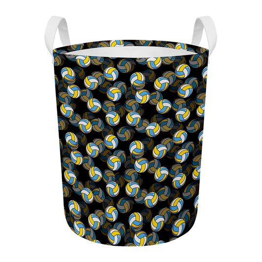 Volleyball Pattern Print Round Laundry Basket