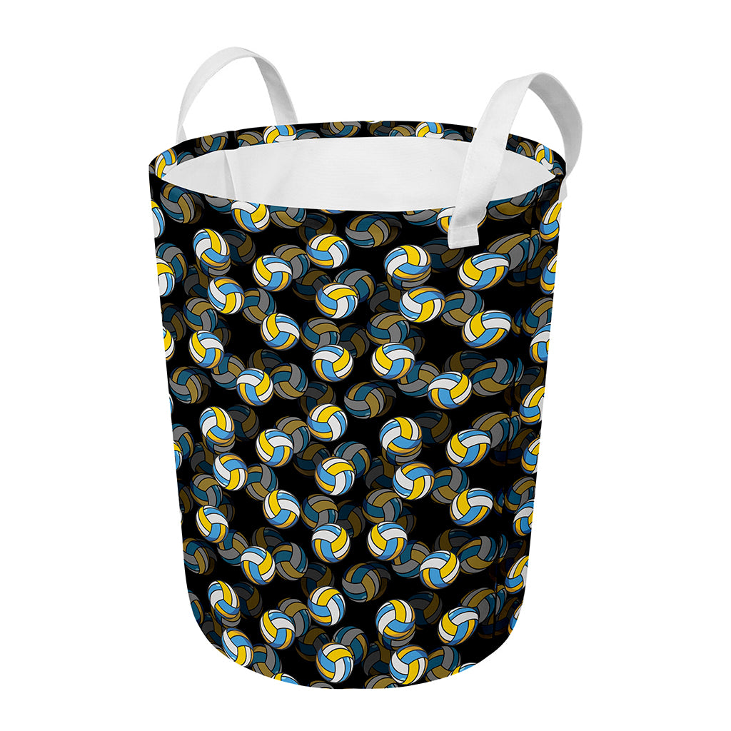 Volleyball Pattern Print Round Laundry Basket