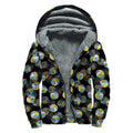 Volleyball Pattern Print Sherpa Lined Zip Up Hoodie