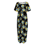 Volleyball Pattern Print Short Sleeve Long Nightdress