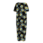 Volleyball Pattern Print Short Sleeve Long Nightdress