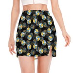 Volleyball Pattern Print Side Slit Mini Skirt