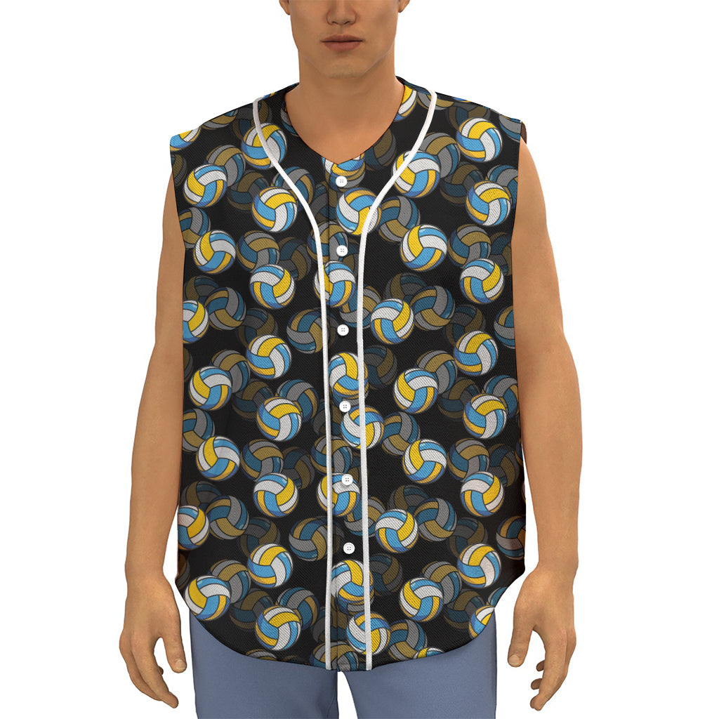 Volleyball Pattern Print Sleeveless Baseball Jersey