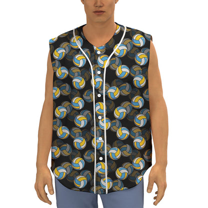 Volleyball Pattern Print Sleeveless Baseball Jersey