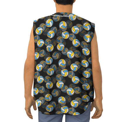Volleyball Pattern Print Sleeveless Baseball Jersey
