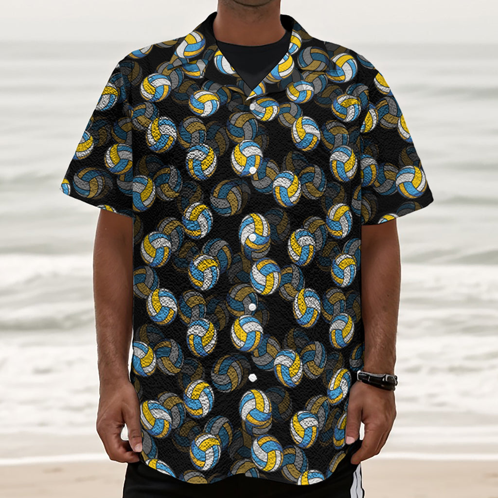 Volleyball Pattern Print Textured Short Sleeve Shirt