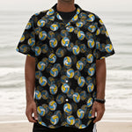 Volleyball Pattern Print Textured Short Sleeve Shirt