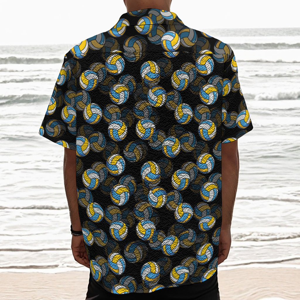 Volleyball Pattern Print Textured Short Sleeve Shirt