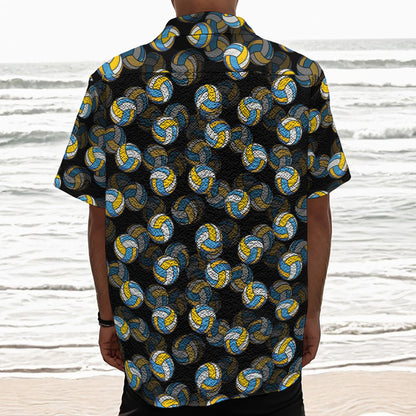 Volleyball Pattern Print Textured Short Sleeve Shirt