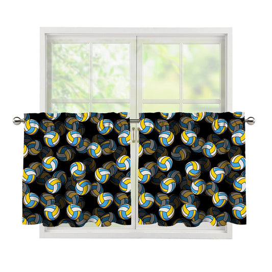 Volleyball Pattern Print Tier Curtains