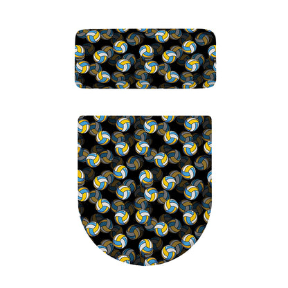 Volleyball Pattern Print Toilet Lid And Tank Cover Set