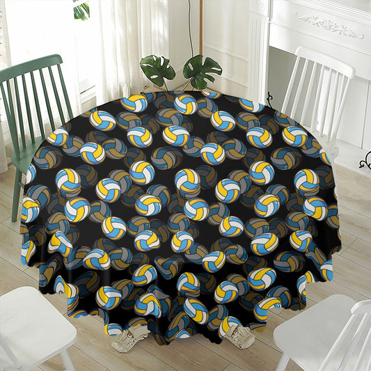 Volleyball Pattern Print Waterproof Round Tablecloth