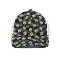 Volleyball Pattern Print White Mesh Trucker Hat
