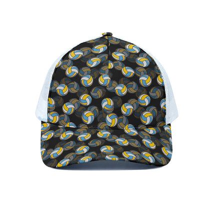 Volleyball Pattern Print White Mesh Trucker Cap