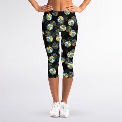 Volleyball Pattern Print Women's Capri Leggings