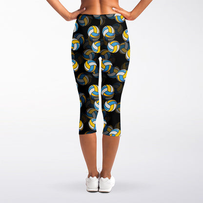 Volleyball Pattern Print Women's Capri Leggings