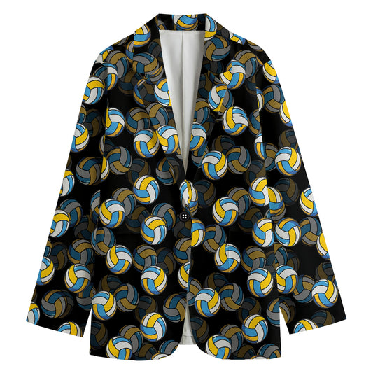 Volleyball Pattern Print Women's Cotton Blazer