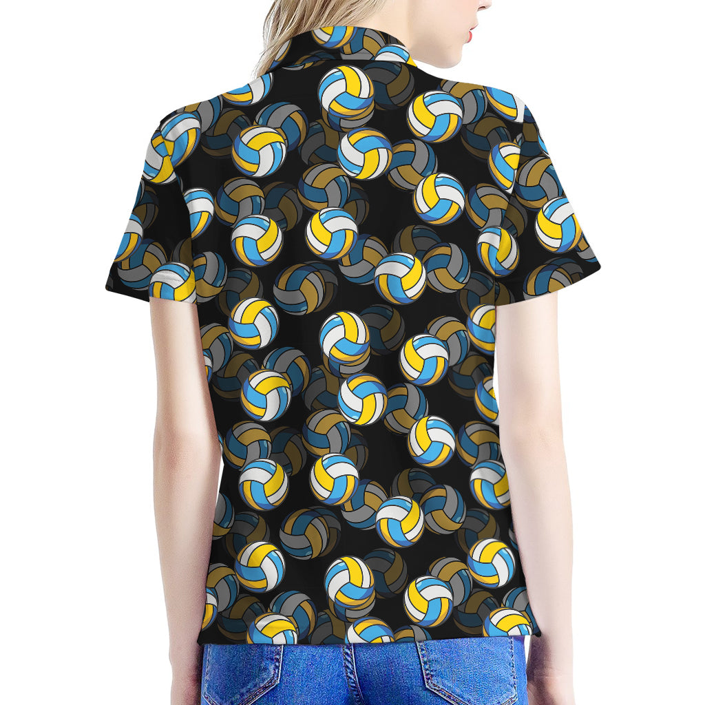 Volleyball Pattern Print Women's Polo Shirt