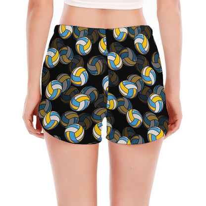 Volleyball Pattern Print Women's Split Running Shorts