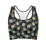 Volleyball Pattern Print Women's Sports Bra